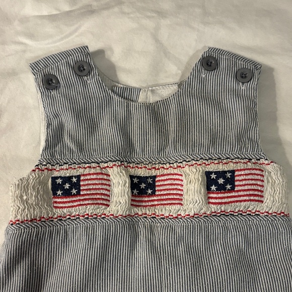 Smocked American Kids Romper Overalls - Picture 2 of 4